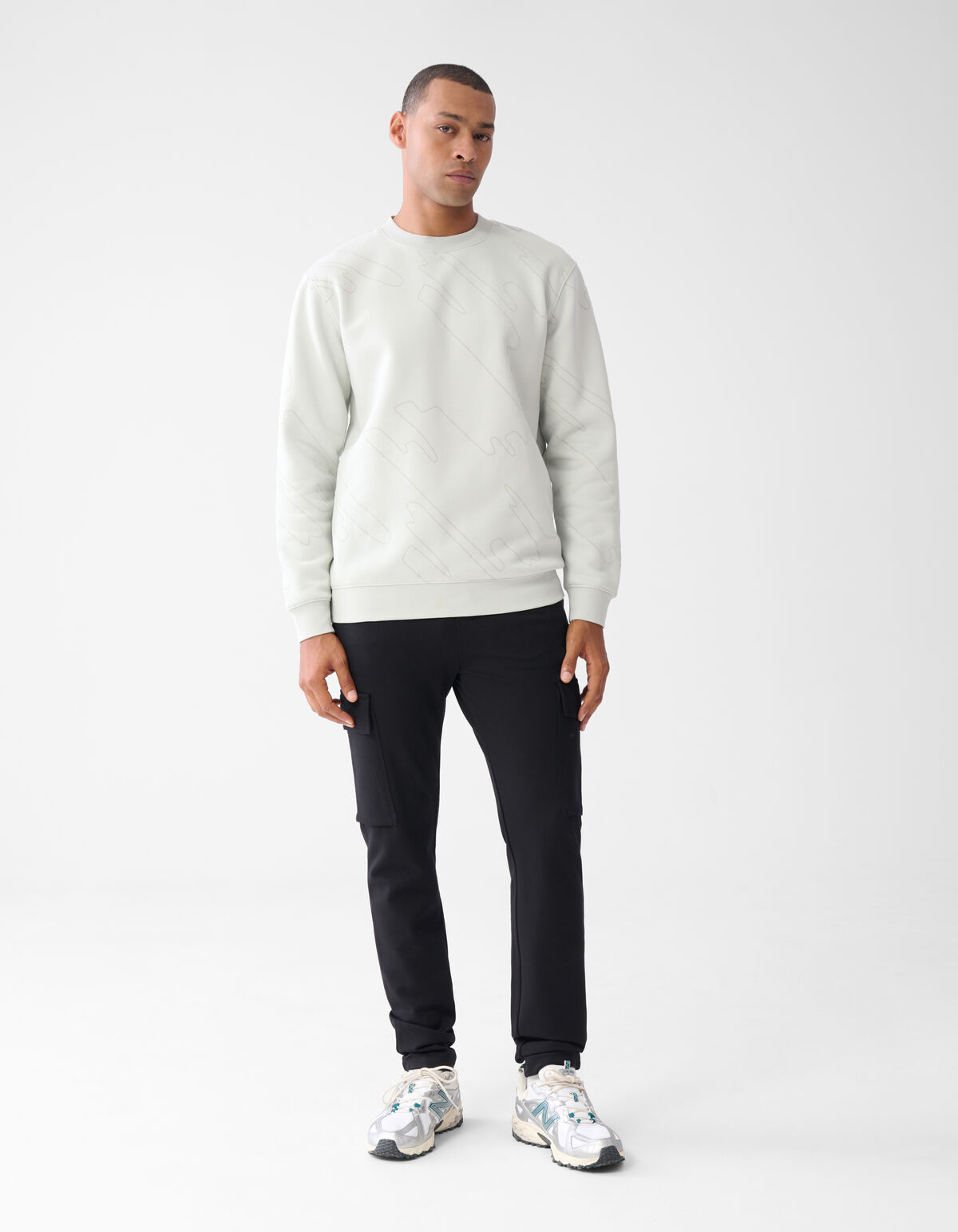 Flock Print Sweater Lichtgrijs SHOEBY MEN