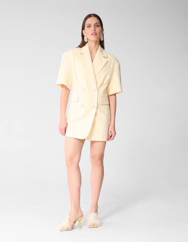 Short Sleeve Blazer Jurk Lichtgeel SHOEBY WOMEN