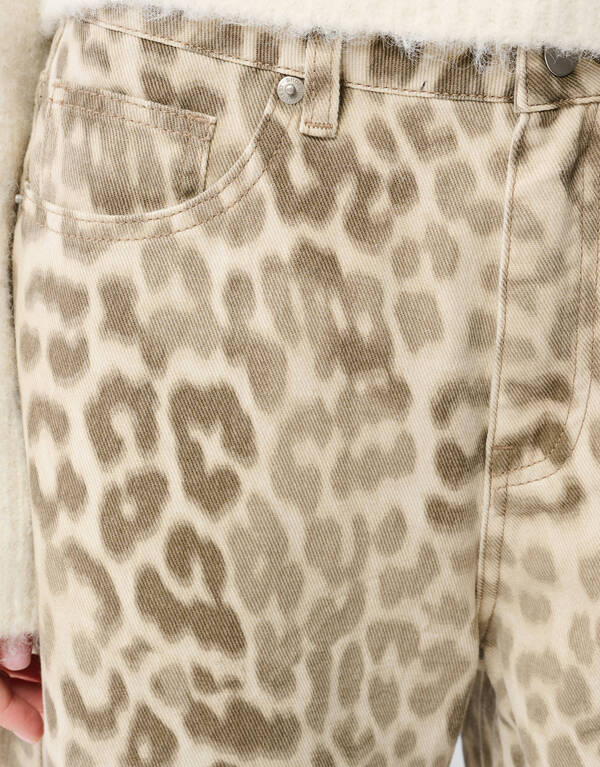 Leopard Baggy Fit Jeans Lichtbruin SHOEBY WOMEN