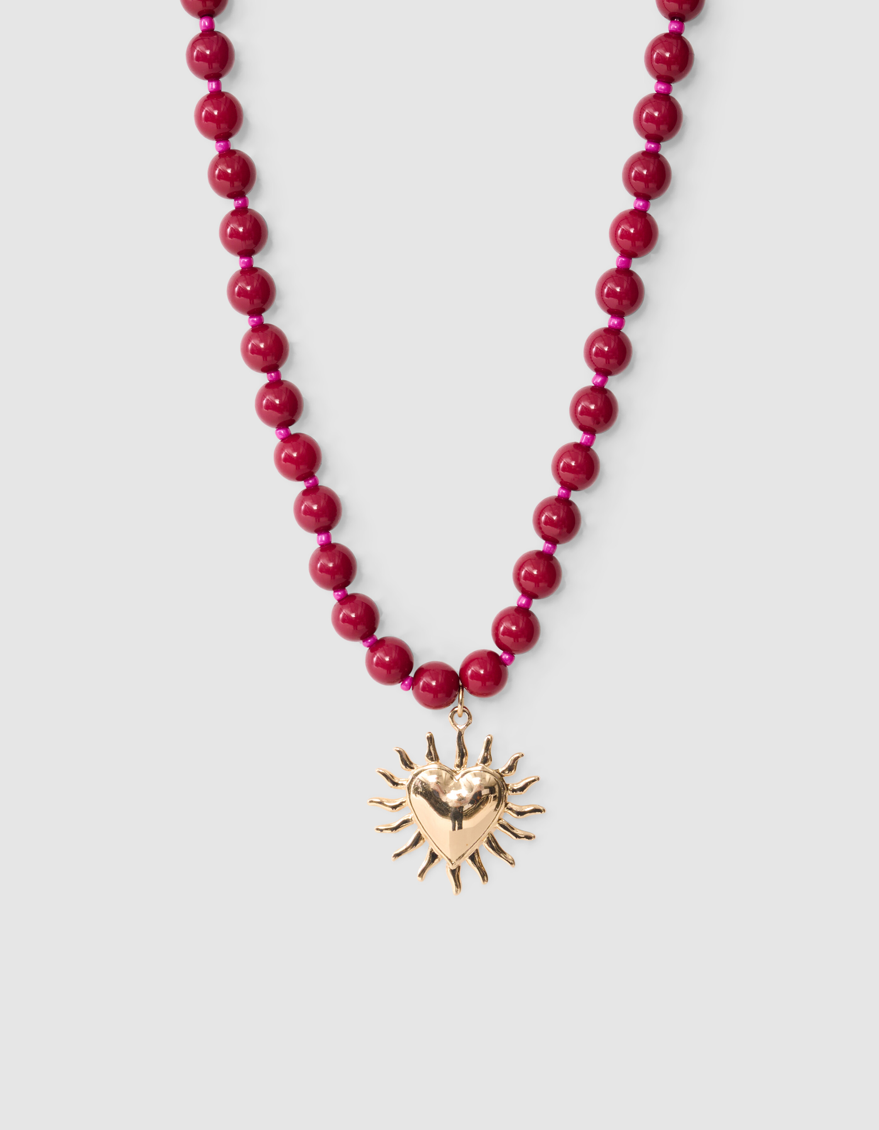Beaded Sun Charm Ketting Rood SHOEBY ACCESSOIRES