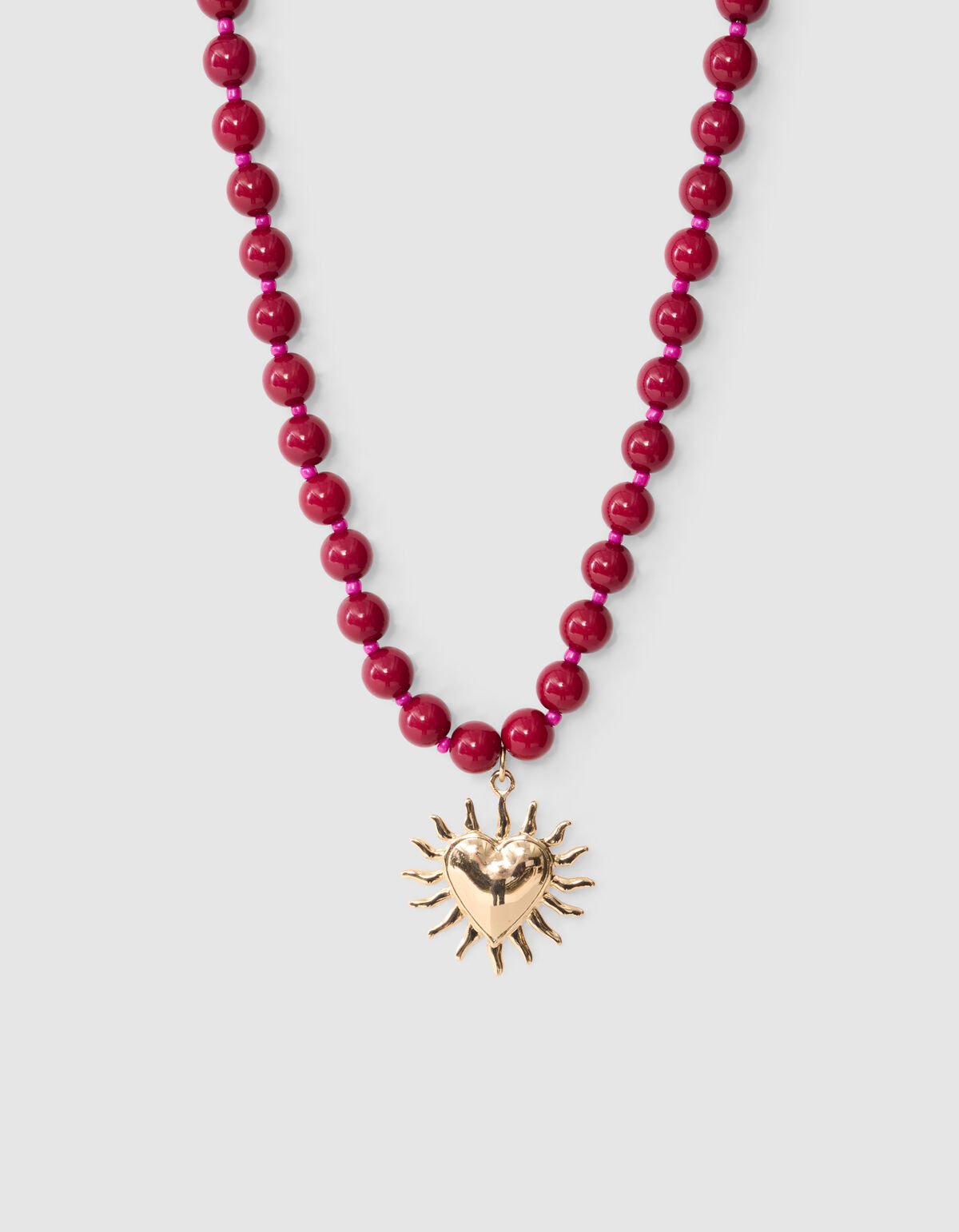 Beaded Sun Charm Ketting Rood SHOEBY ACCESSOIRES