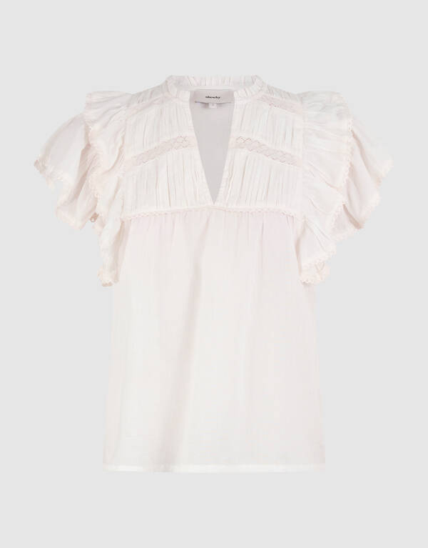 Kanten Ruffle Top Wit SHOEBY WOMEN