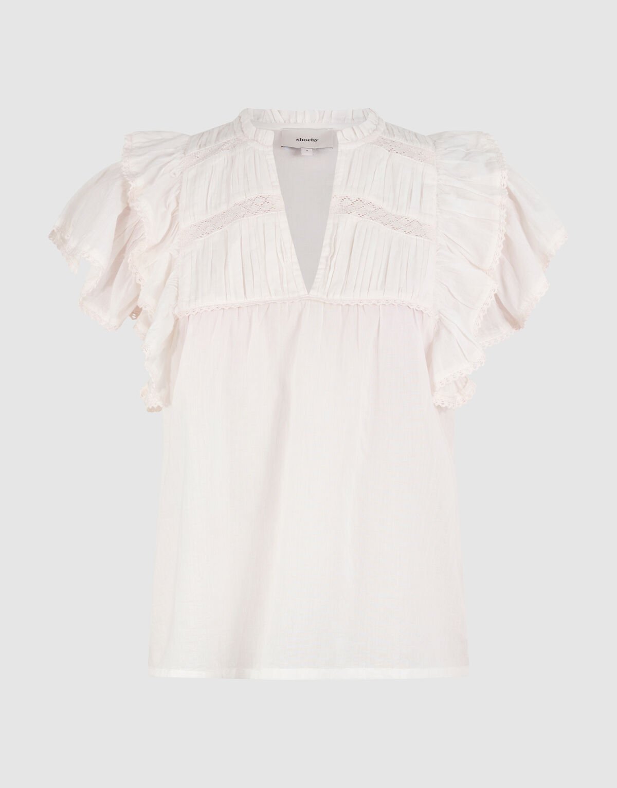 Kanten Ruffle Top Wit SHOEBY WOMEN