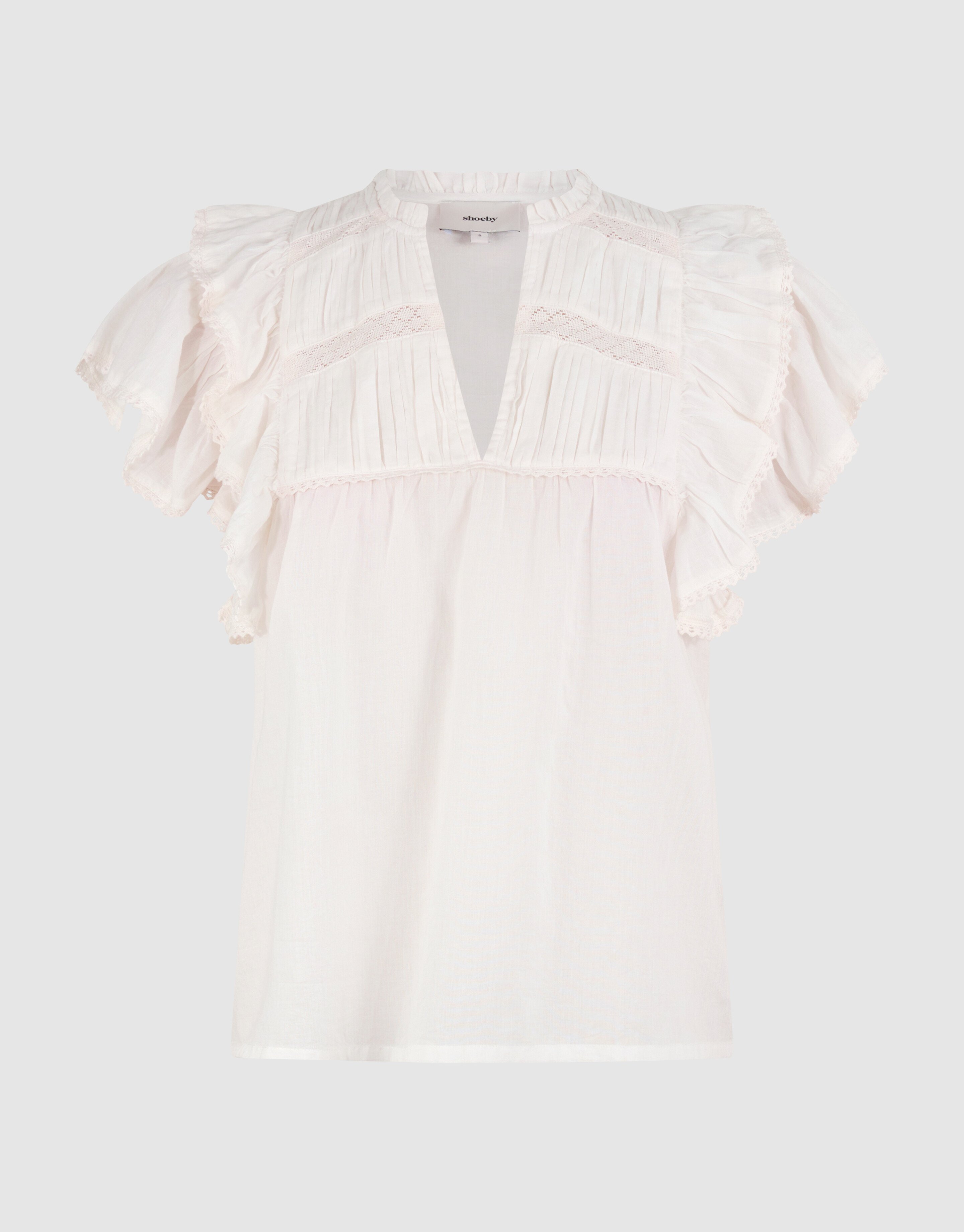 Kanten Ruffle Top Wit SHOEBY WOMEN