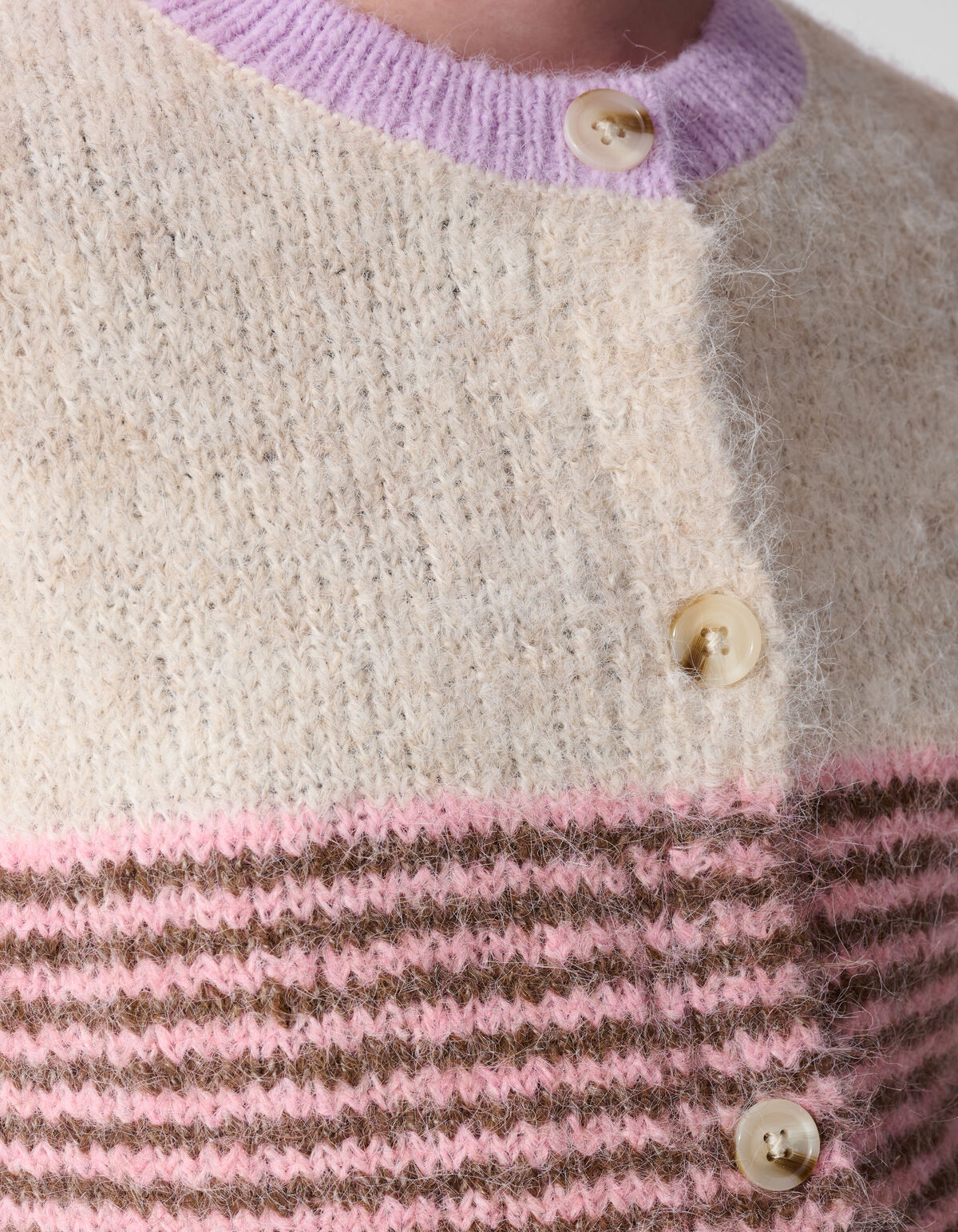 Fluffy Gestreept Vest Gebroken Wit/Paars SHOEBY GIRLS
