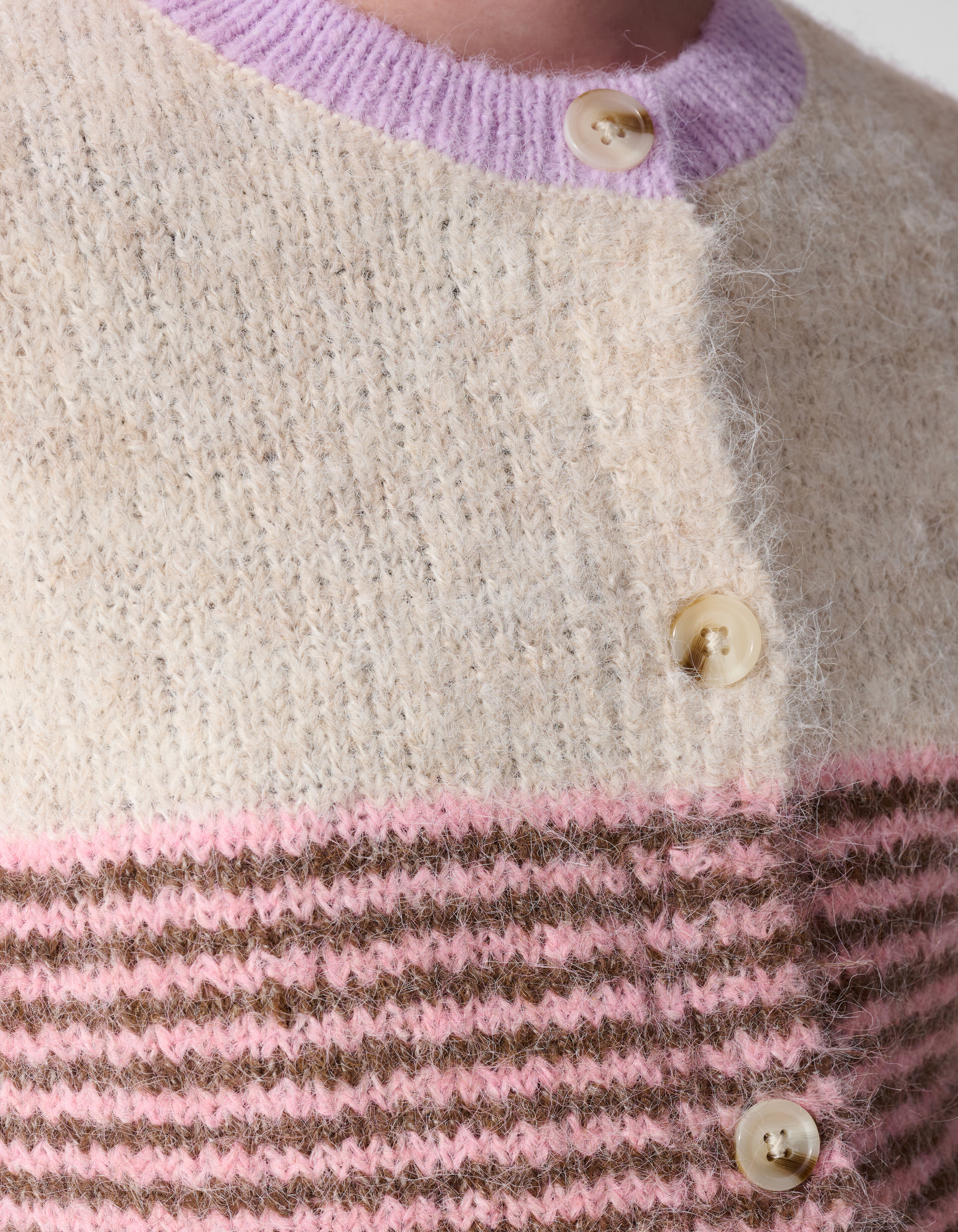 Fluffy Gestreept Vest Gebroken Wit/Paars SHOEBY GIRLS