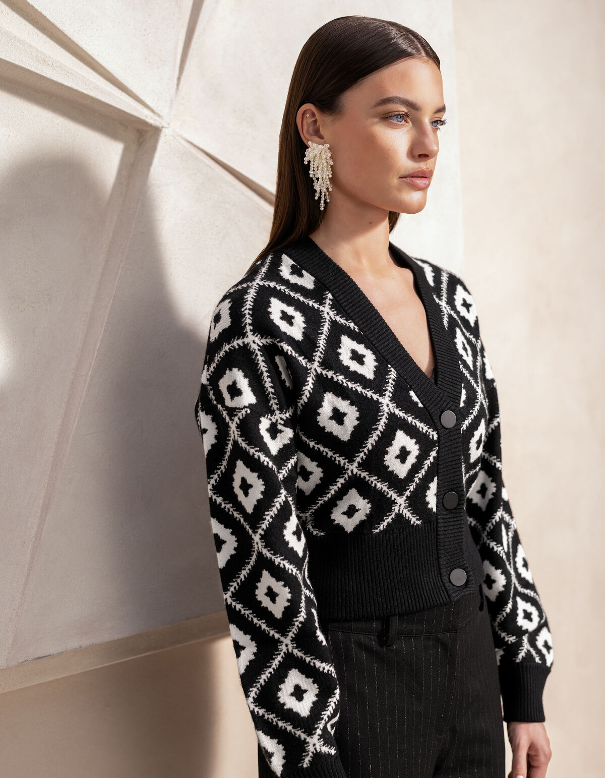 Grafisch Cropped Vest Zwart By Mieke SHOEBY WOMEN