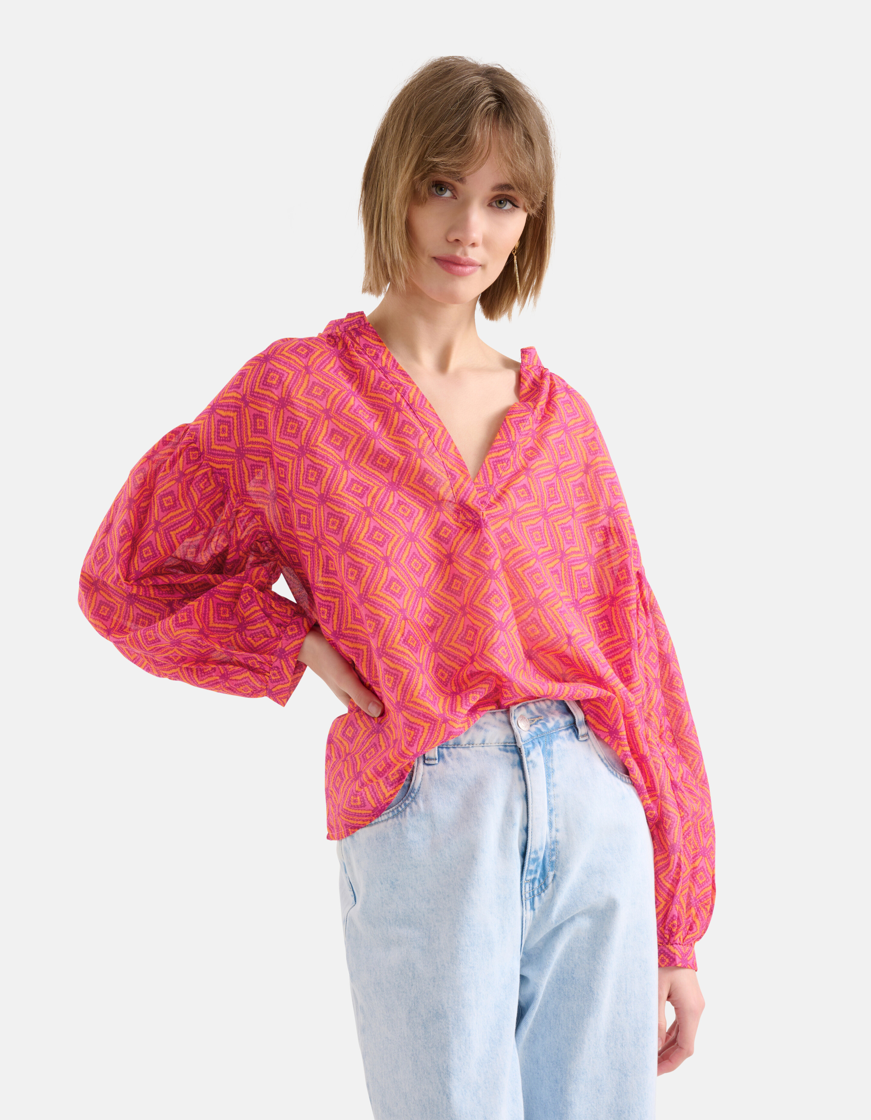 Printed Voile Blouse Roze SHOEBY WOMEN