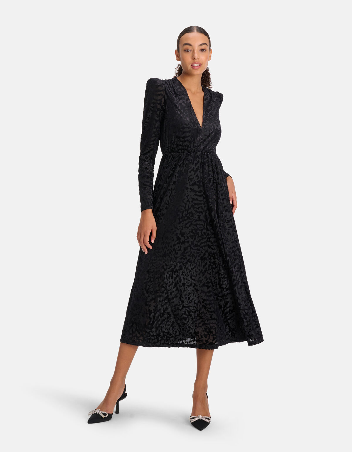 Velvet Print Jurk Zwart SHOEBY WOMEN