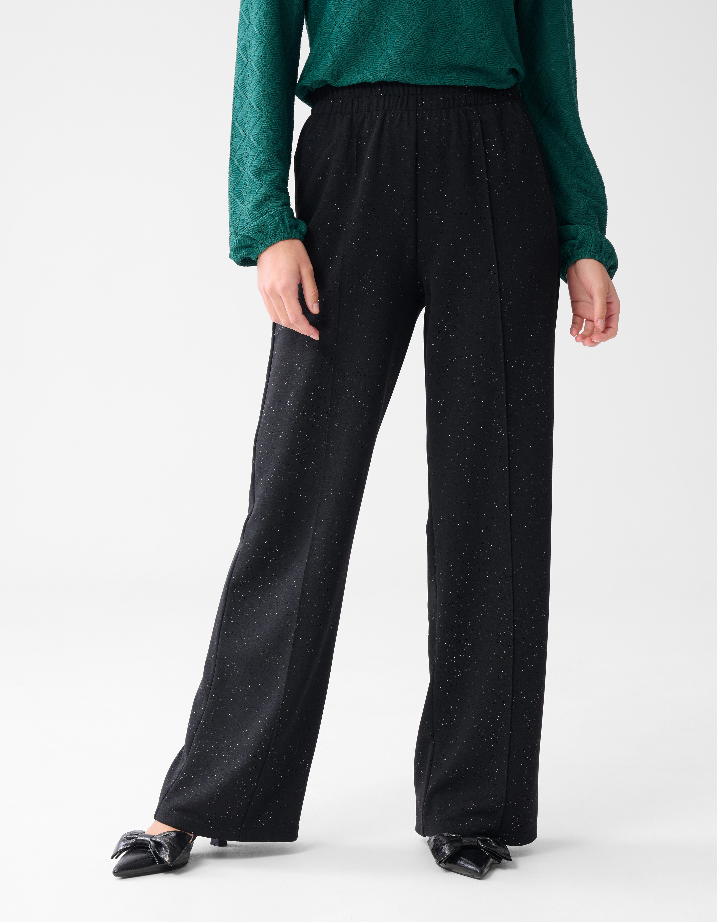 Glitter Wide Leg Broek Zwart SHOEBY WOMEN