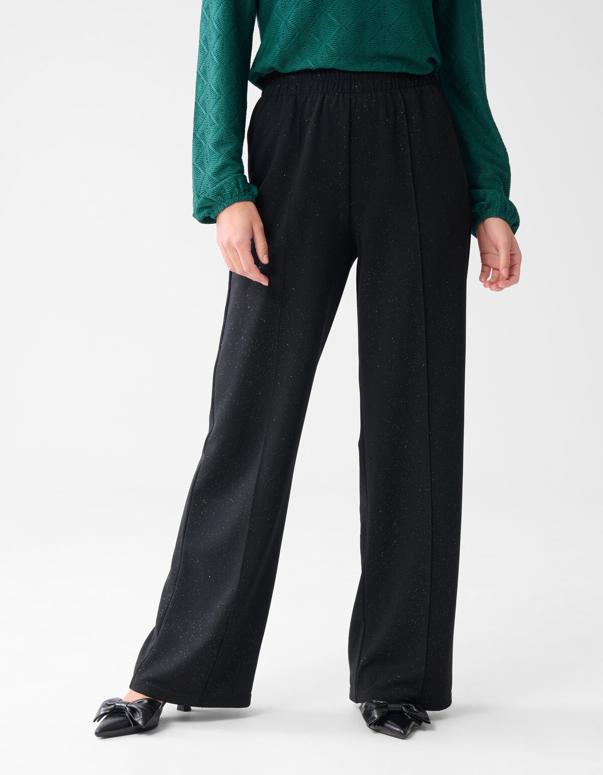 Glitter Wide Leg Broek Zwart SHOEBY WOMEN