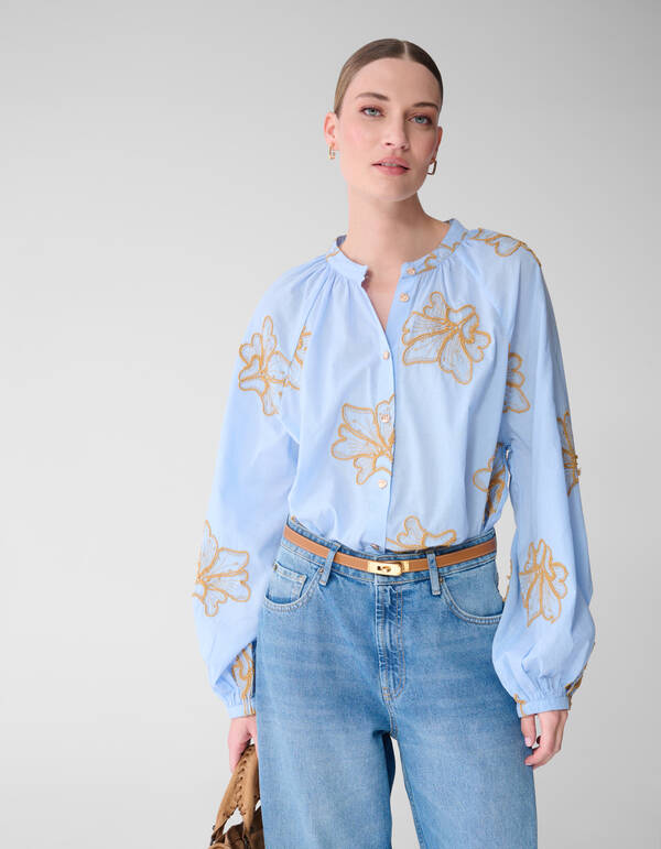 Bloem Koord Blouse Lichtblauw By Mieke SHOEBY WOMEN