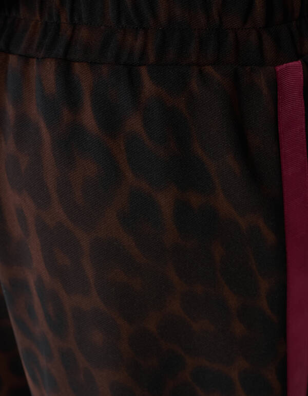 Leopard Stripe Wide Leg Fit Broek Donkerbruin SHOEBY GIRLS