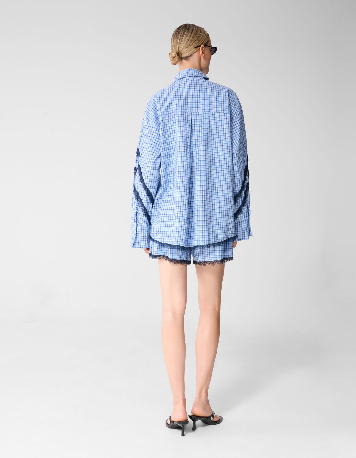 Kanten Ruiten Blouse Blauw SHOEBY WOMEN