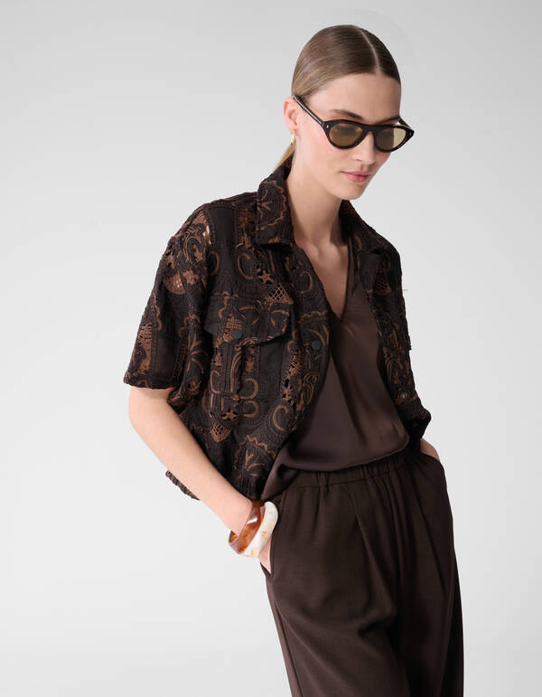 Embroidery Blouse Donkerbruin By Mieke SHOEBY WOMEN