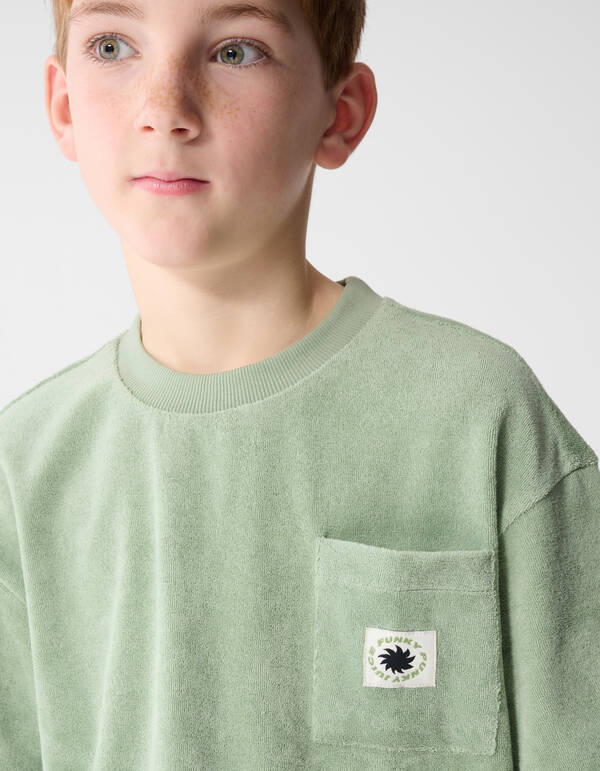 Towelling Relaxed T-shirt Lichtgroen SHOEBY BOYS