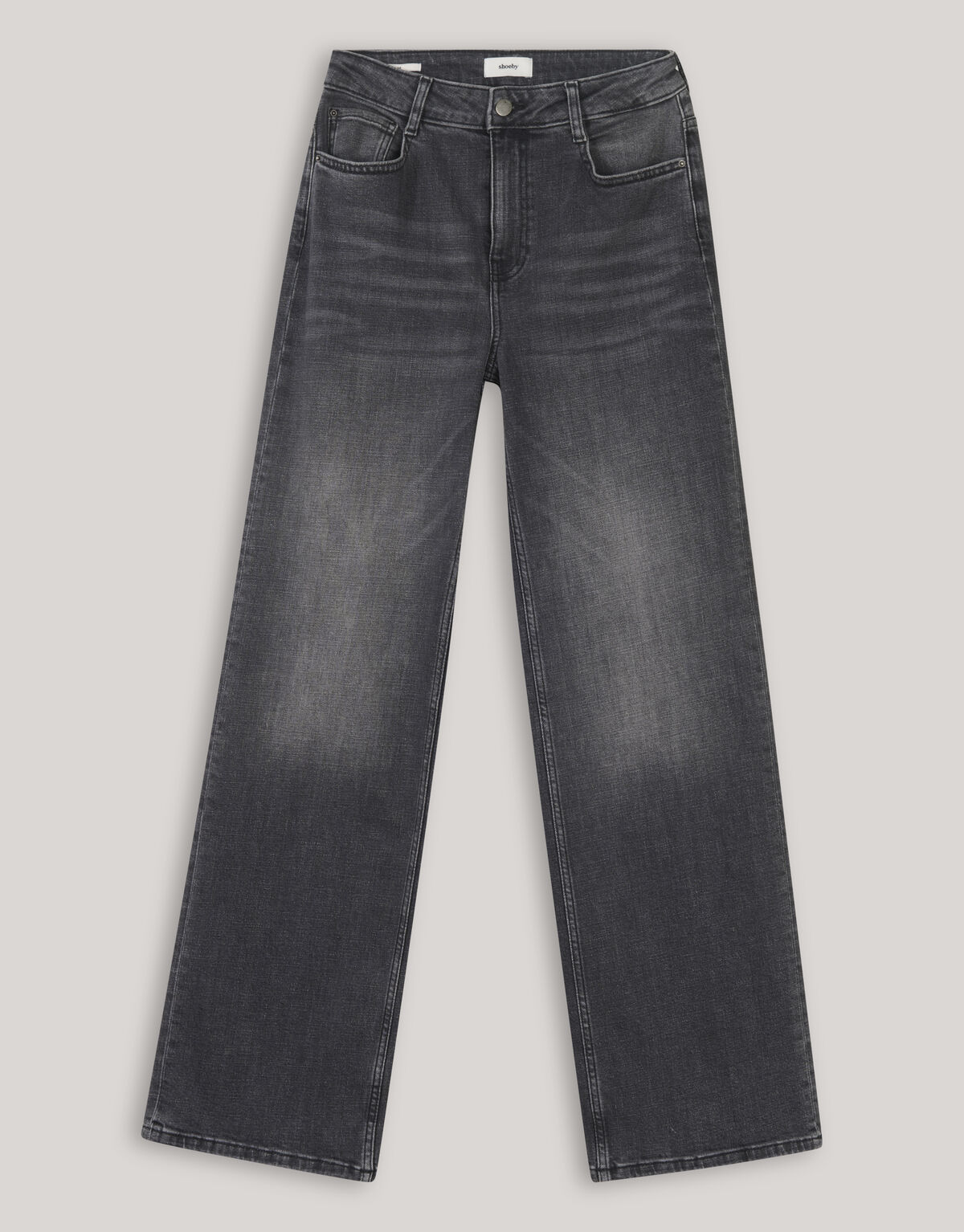 Wide Leg Fit Jeans Donkergrijs SHOEBY WOMEN