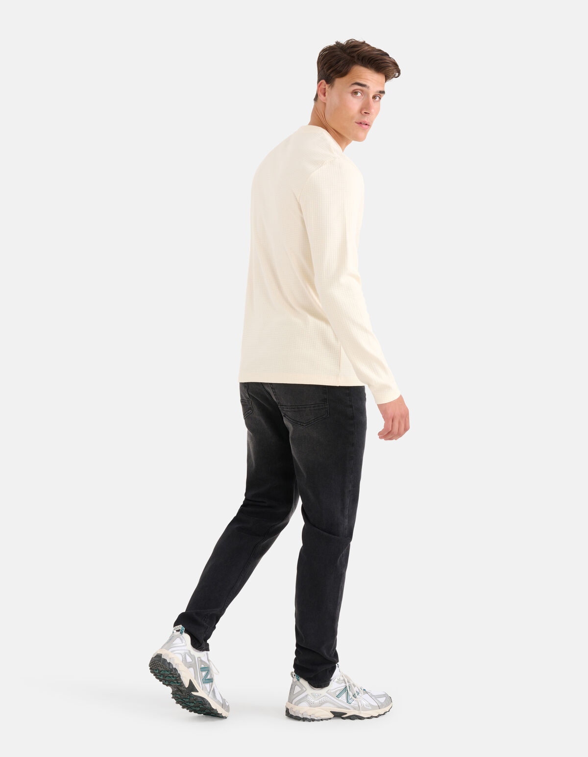 Jersey Structuur Longsleeve Gebroken Wit SHOEBY MEN