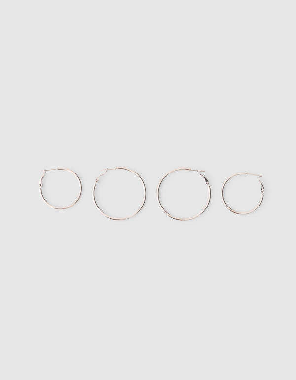 Basic Hoop Oorbellen Set Zilver SHOEBY ACCESSOIRES