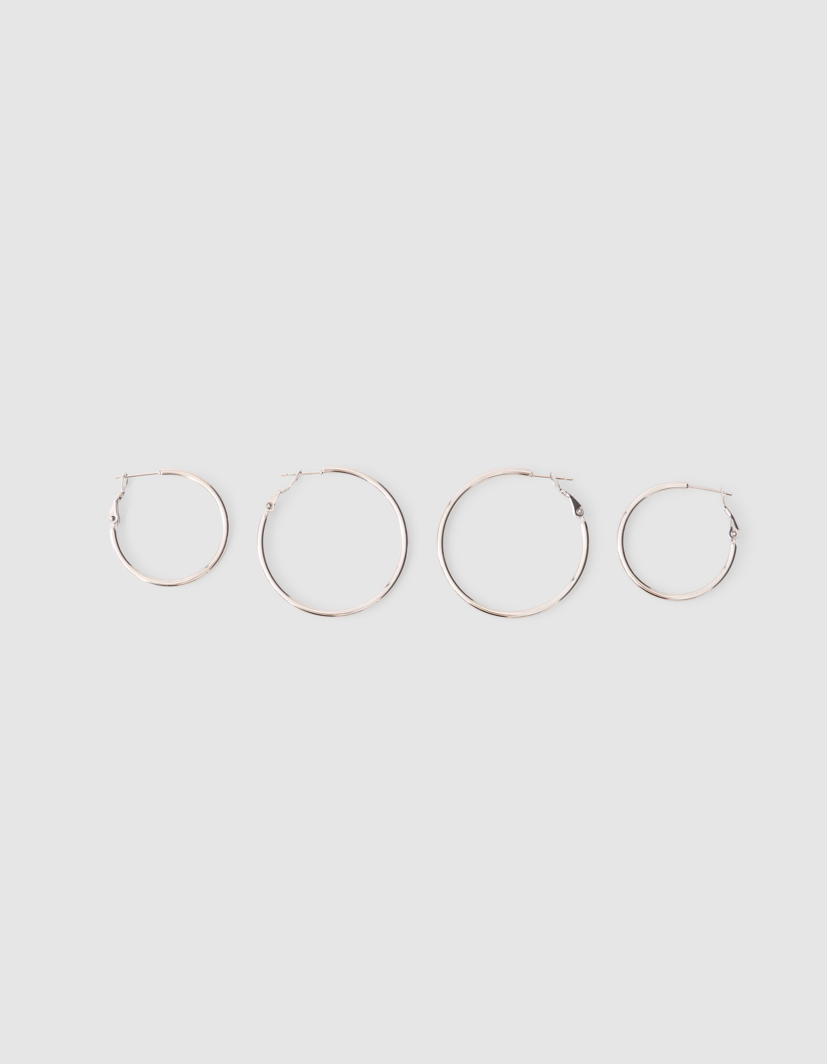 Basic Hoop Oorbellen Set Zilver SHOEBY ACCESSOIRES