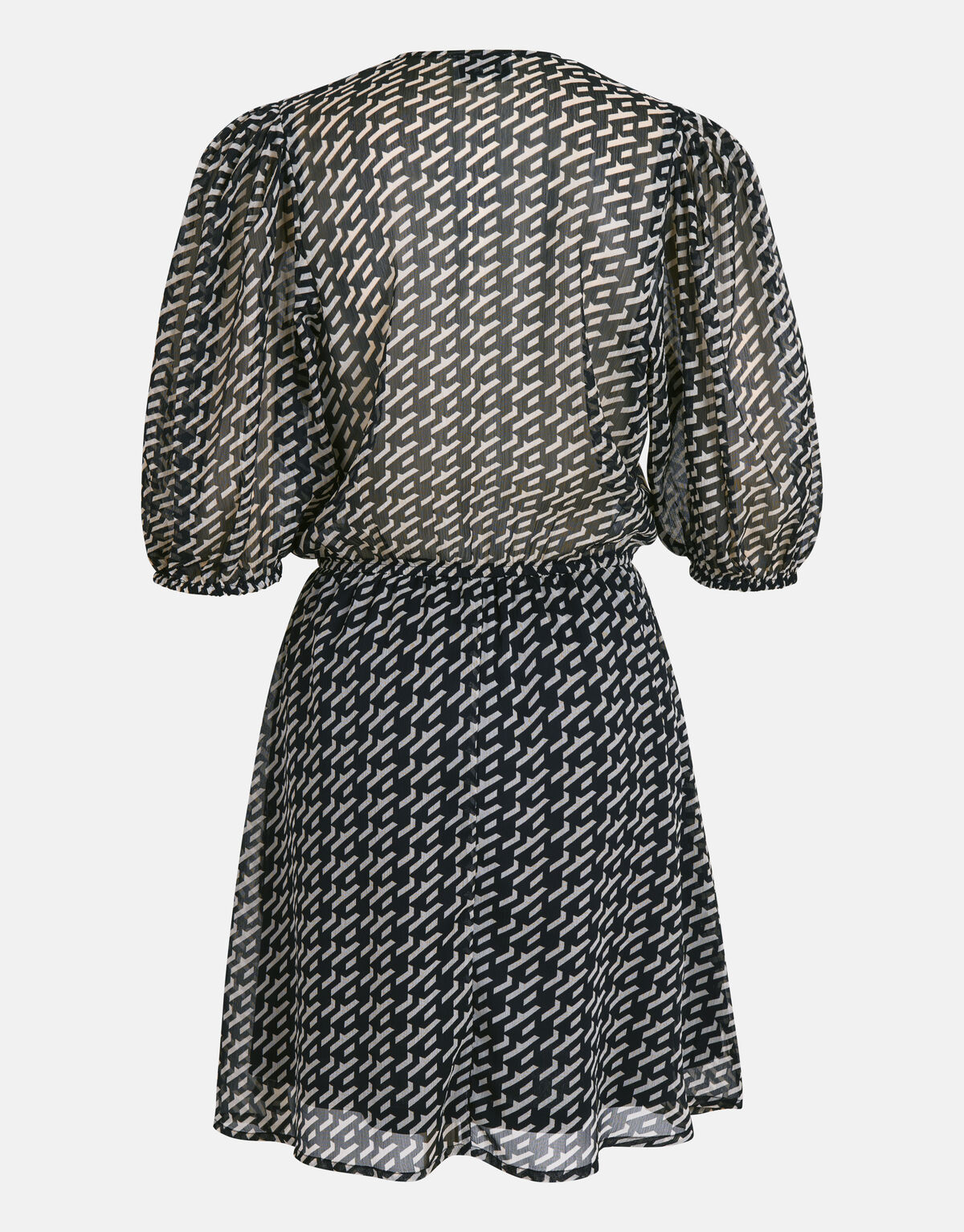 Grafische Chiffon Jurk Zwart/Wit SHOEBY WOMEN