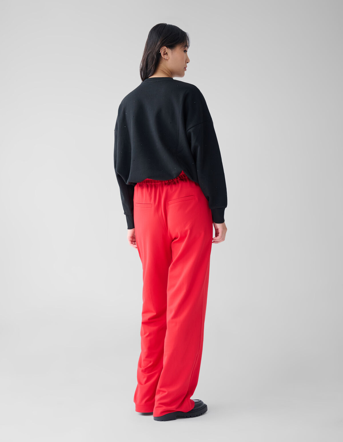 Basic Wide Leg Broek Rood SHOEBY WOMEN