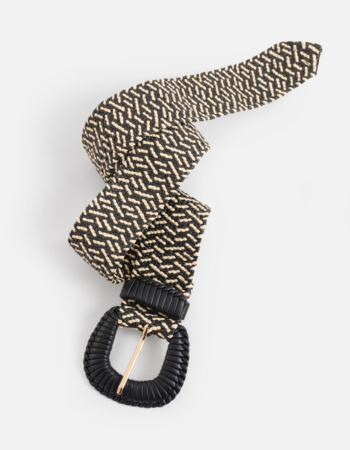 Brede Raffia Riem Zwart/Wit SHOEBY ACCESSOIRES