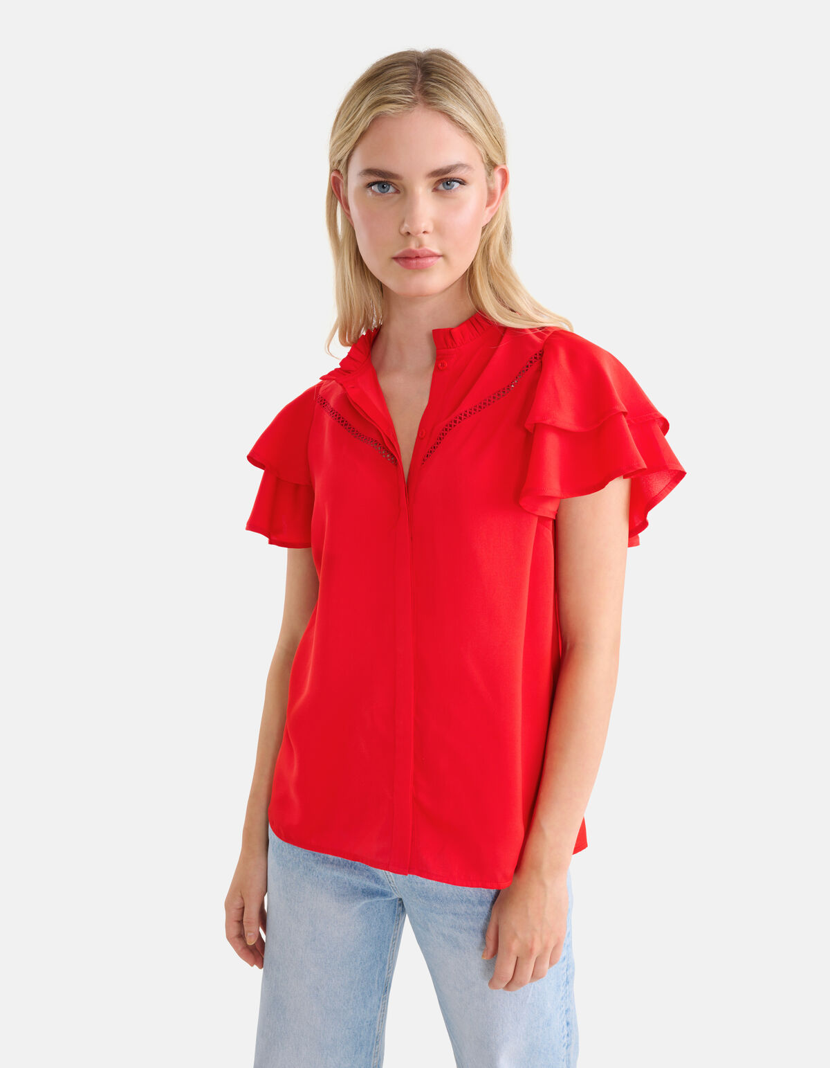 Tape Detail Top Rood SHOEBY WOMEN