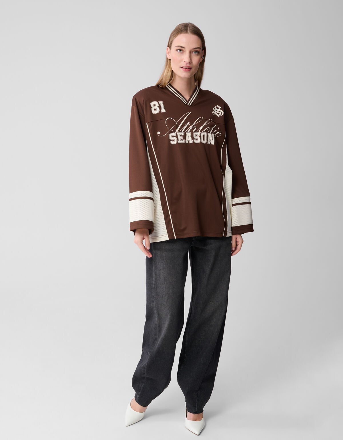 Oversized Baseball Longsleeve Top Bruin SHOEBY WOMEN