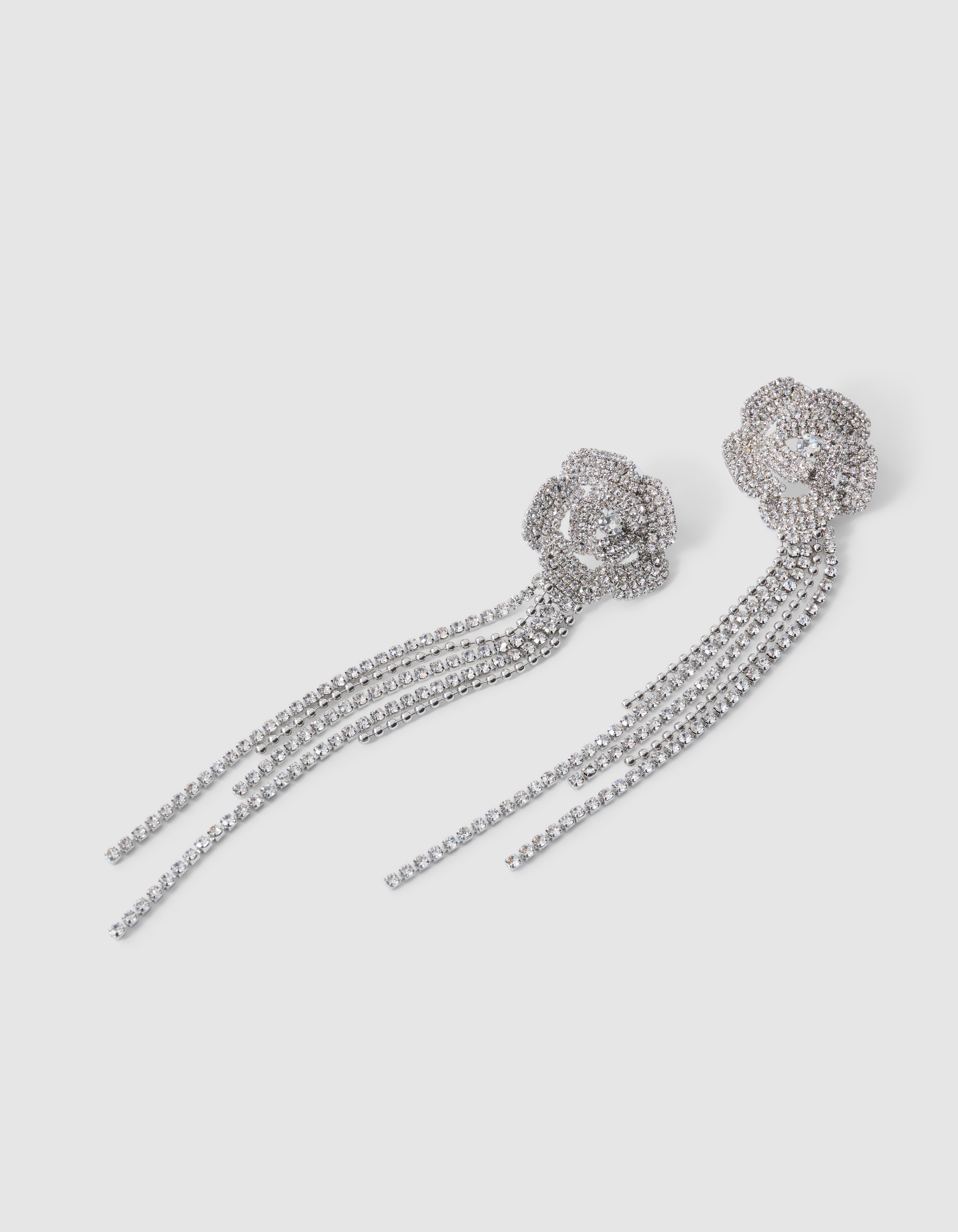 Strass Bloem Oorbellen Zilver SHOEBY ACCESSOIRES