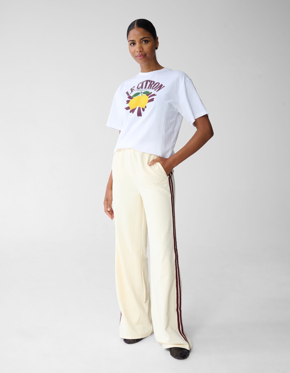Tape Wide Leg Broek Lichtgeel SHOEBY WOMEN