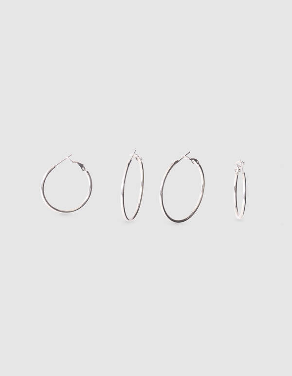 Basic Hoop Oorbellen Set Zilver SHOEBY ACCESSOIRES