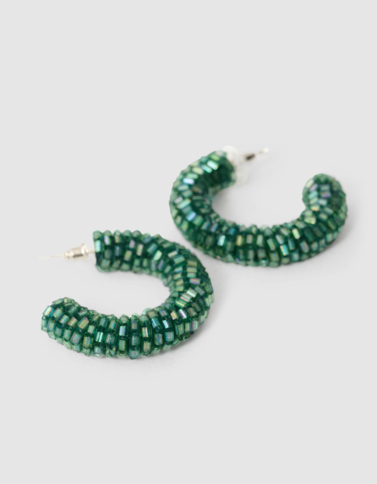 Beaded Hoop Oorbellen Donkergroen SHOEBY ACCESSOIRES