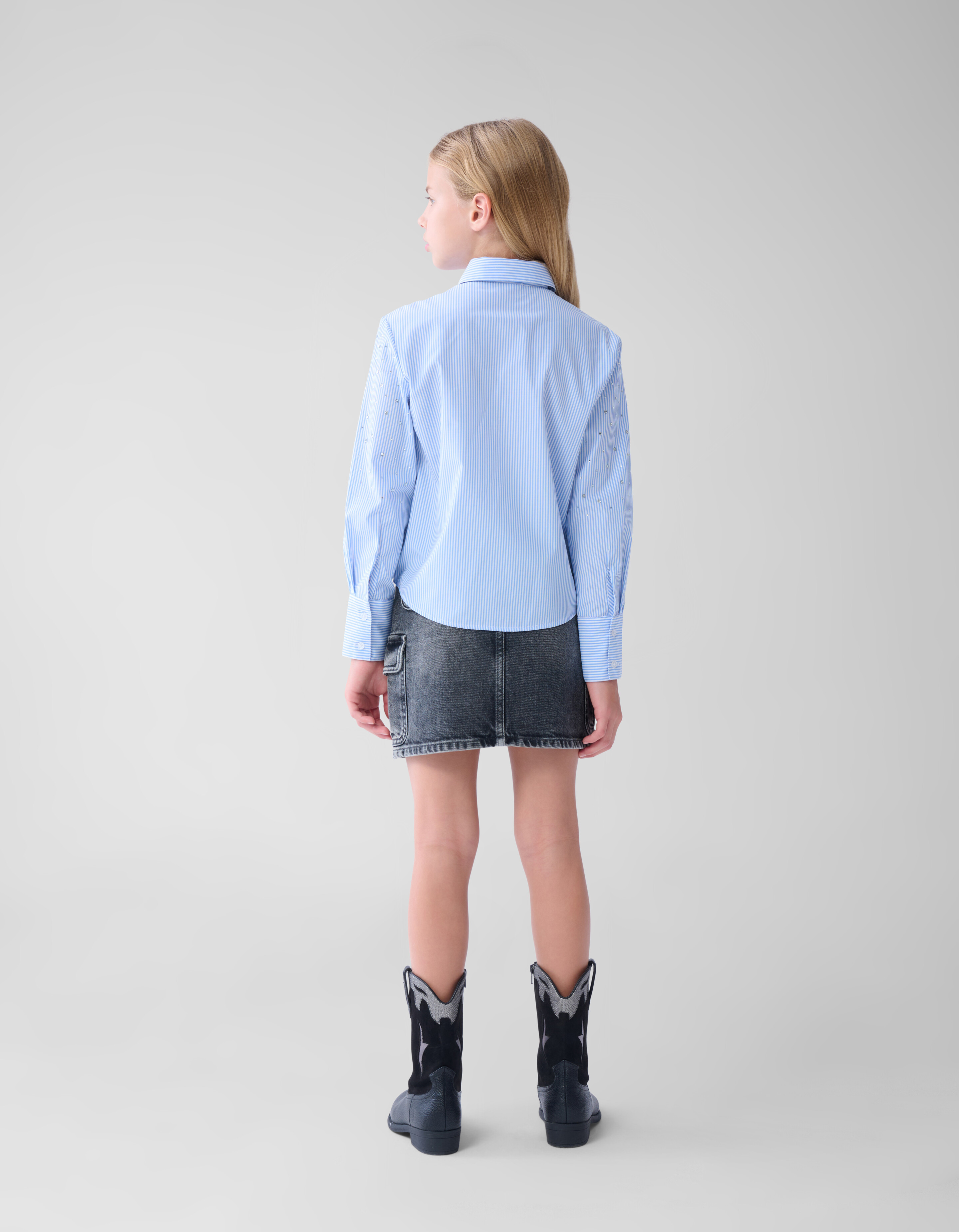 Pinstripe Strass Blouse Lichtblauw SHOEBY GIRLS