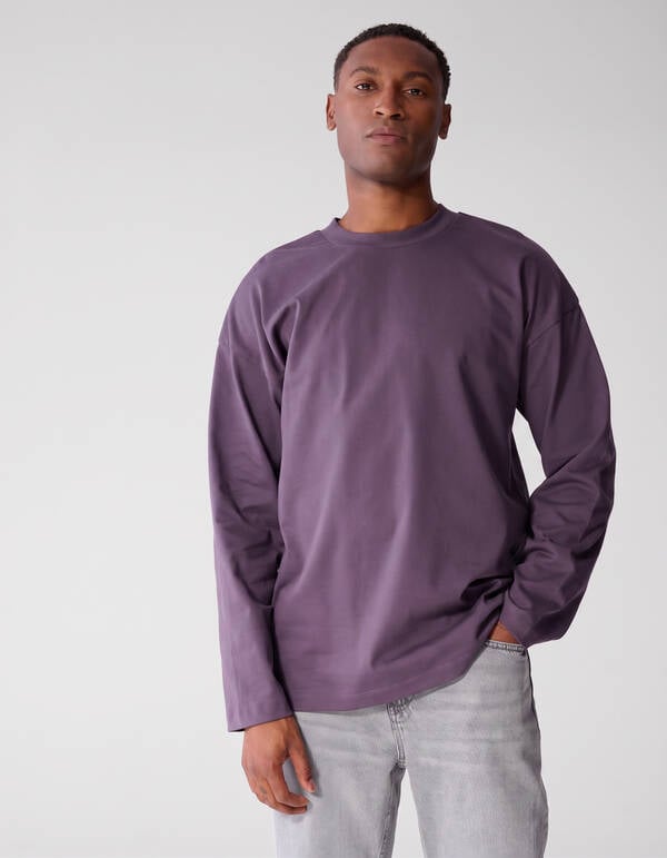 Basis Relaxed Fit Longsleeve Paars SHOEBY MEN