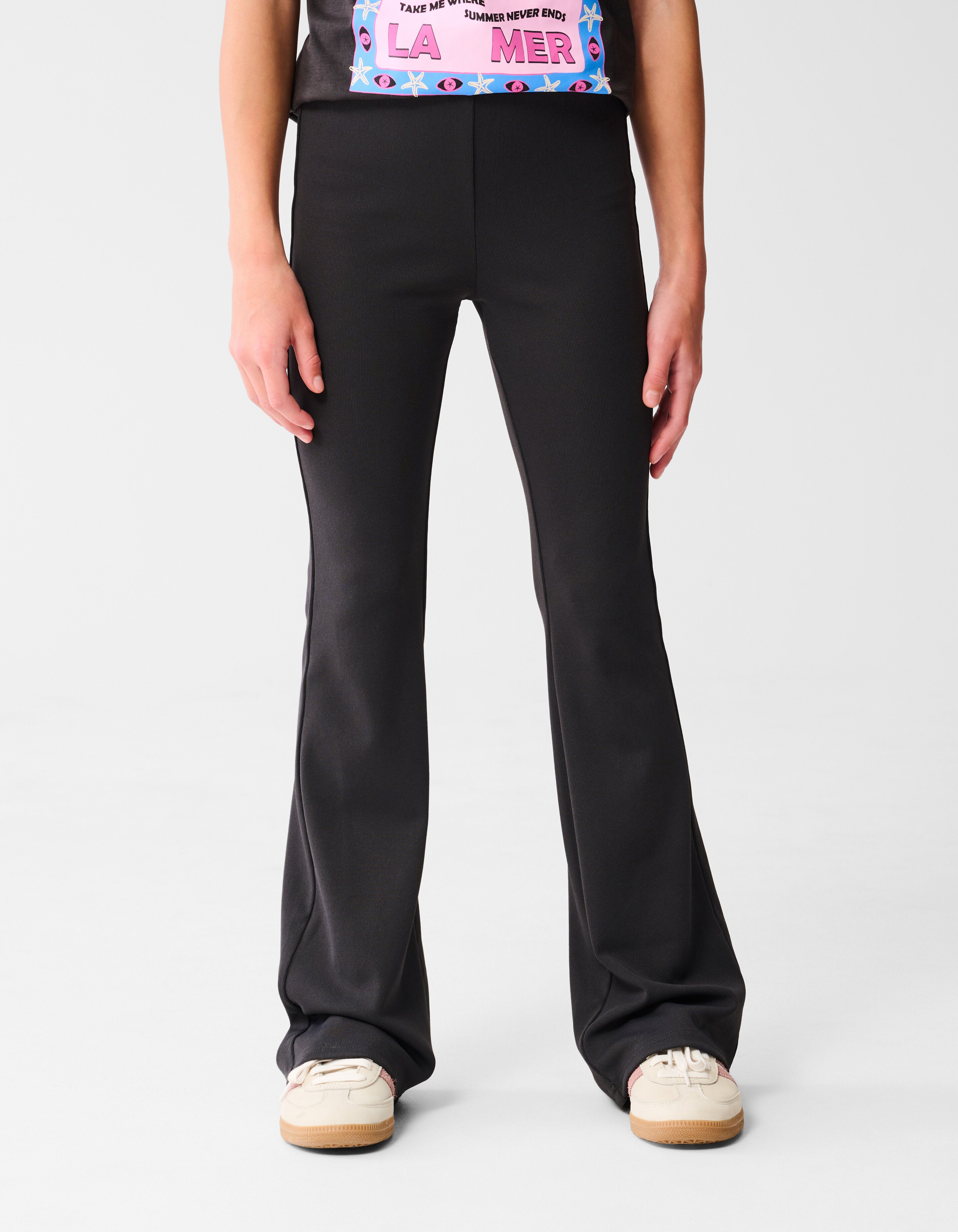 Rib Flared Legging Donkergrijs SHOEBY GIRLS