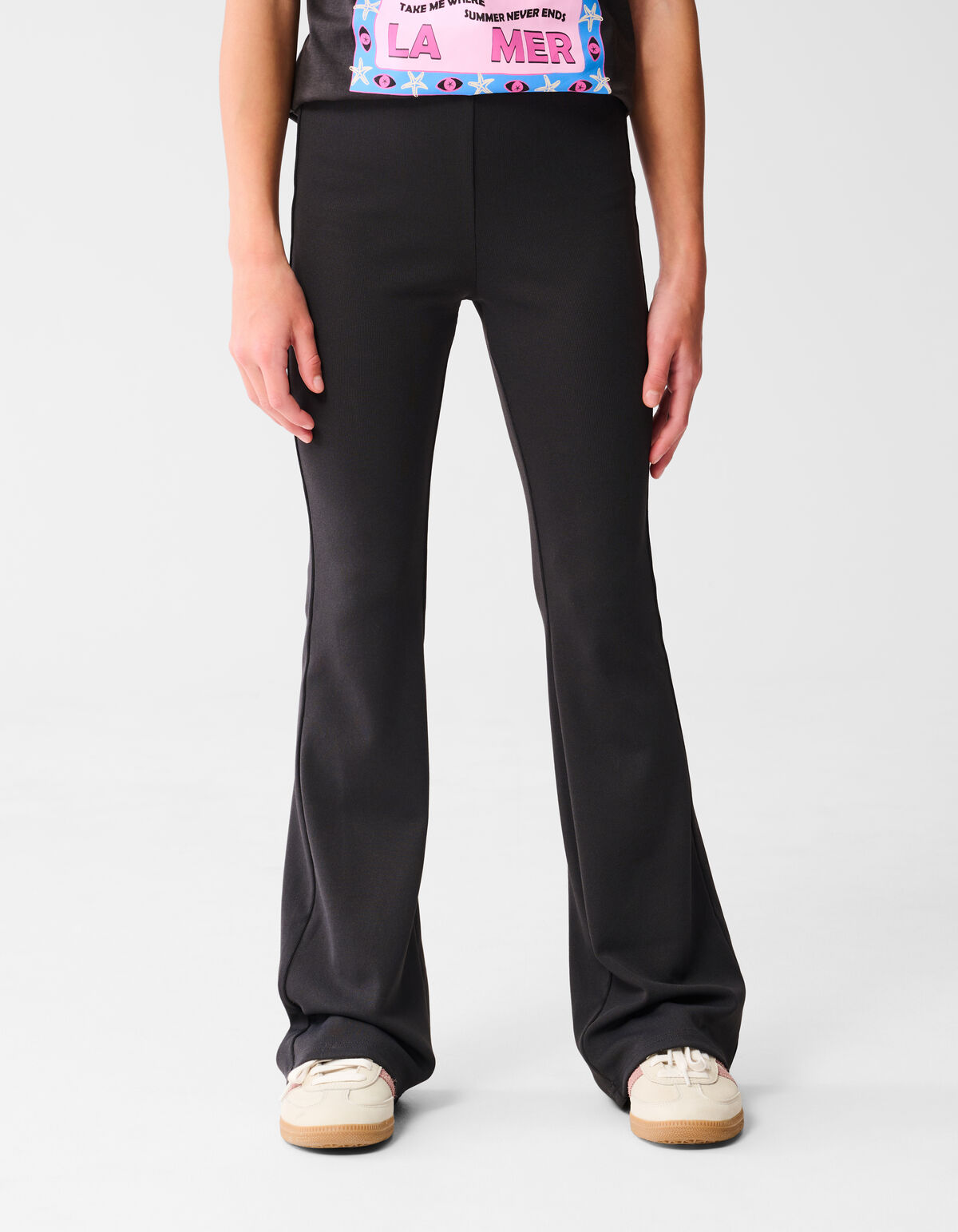 Rib Flared Legging Donkergrijs SHOEBY GIRLS