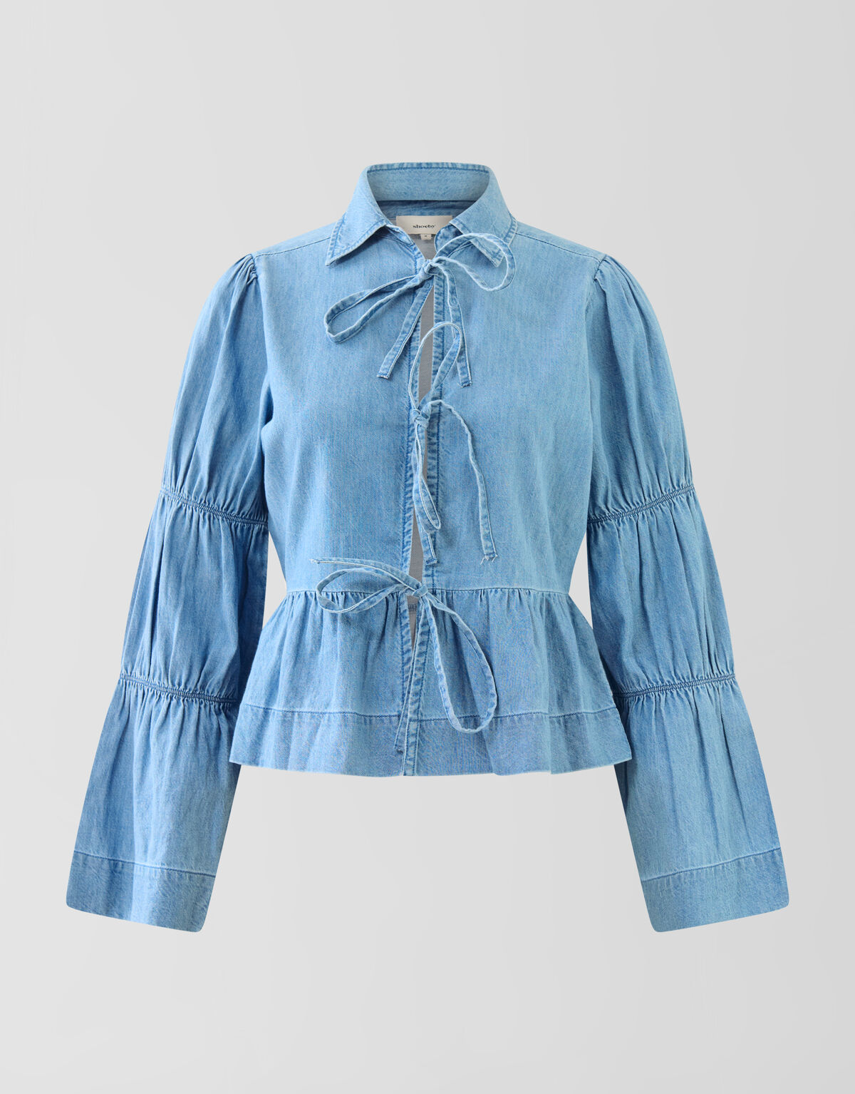 Denim Bow Blouse Blauw SHOEBY WOMEN