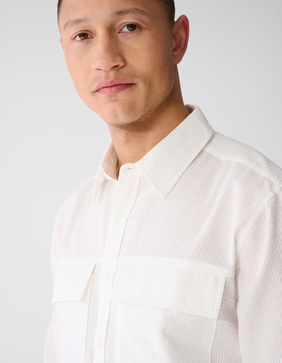 Seersucker Overhemd Wit SHOEBY MEN