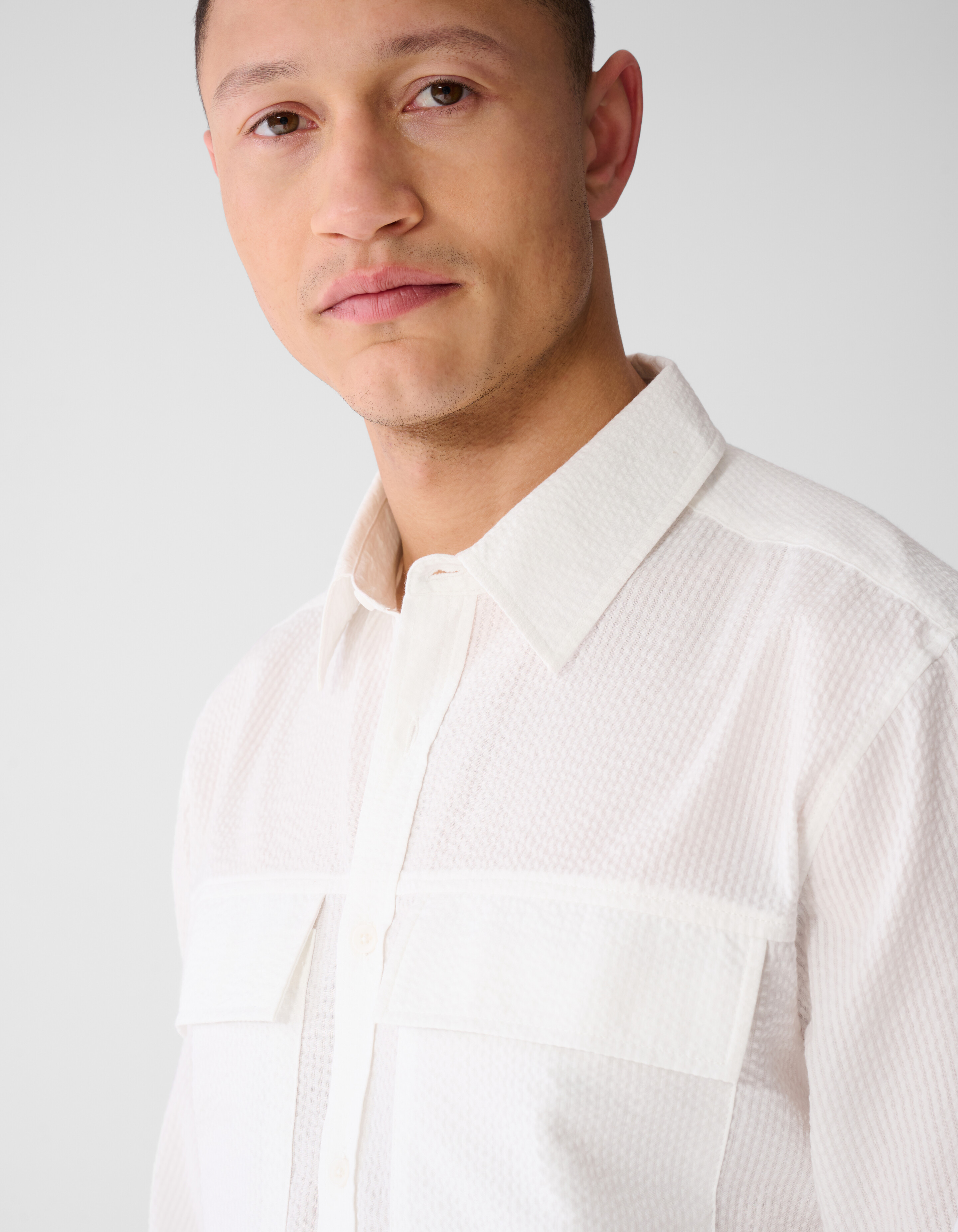 Seersucker Overhemd Wit SHOEBY MEN