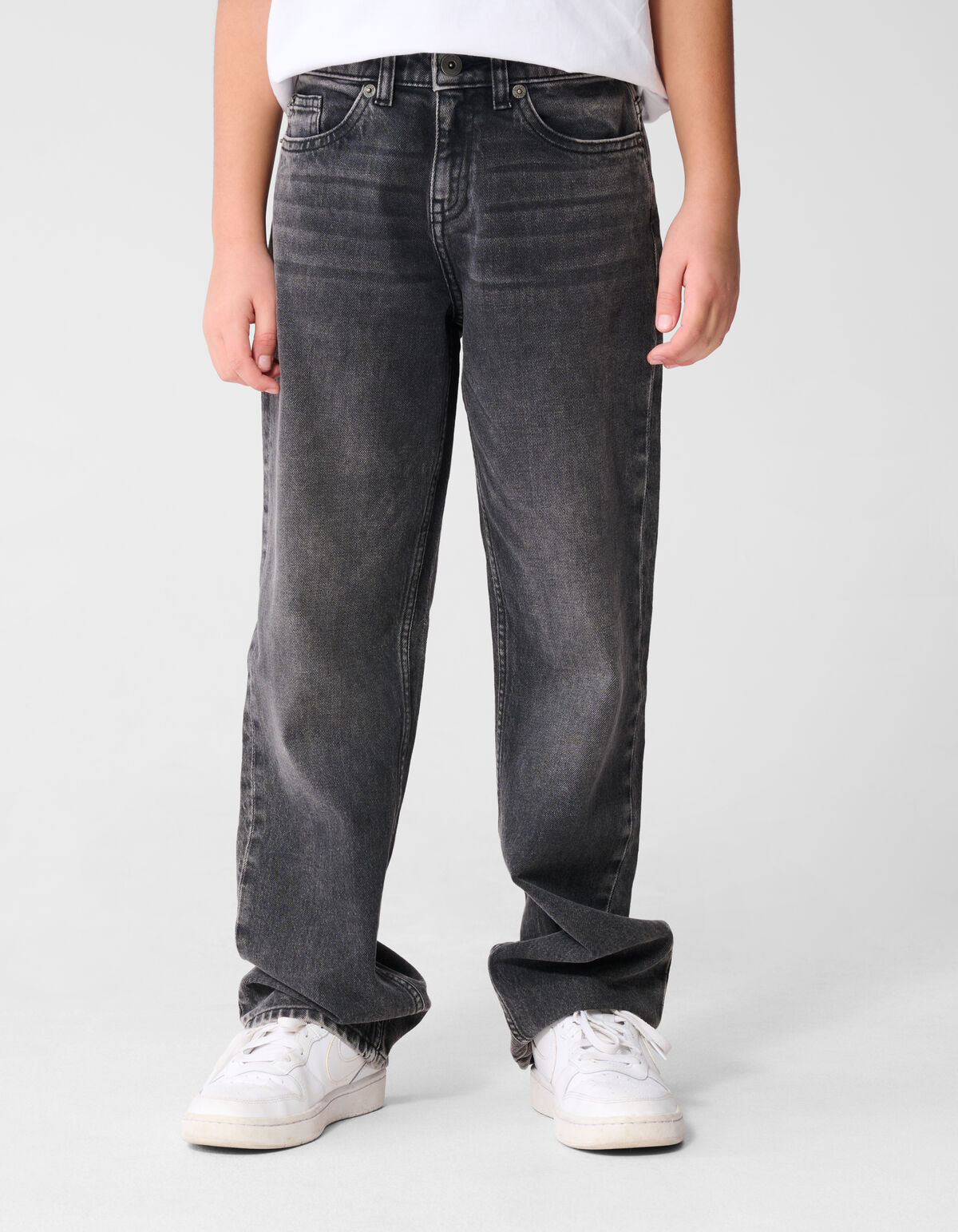 Baggy Fit Jeans Donkergrijs SHOEBY BOYS