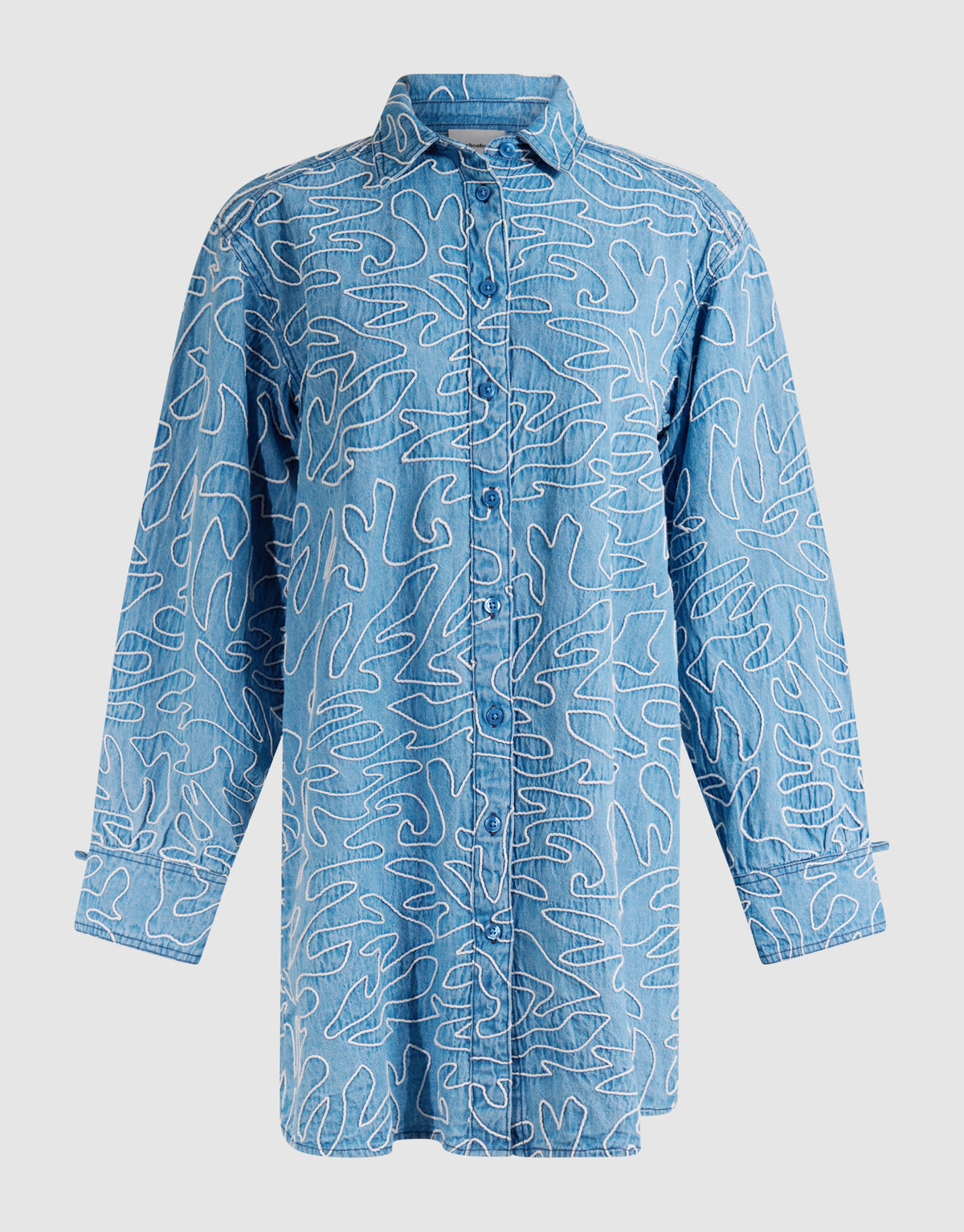 Embroidery Cord Jurk Denim Blauw SHOEBY WOMEN