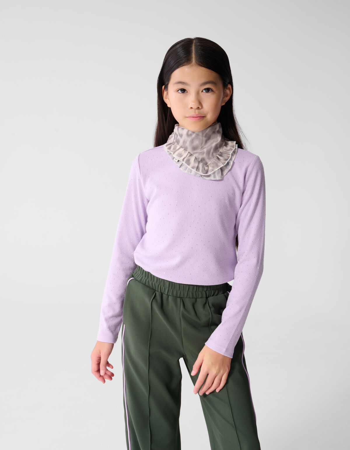 Strass Rib Longsleeve Top Lichtpaars SHOEBY GIRLS