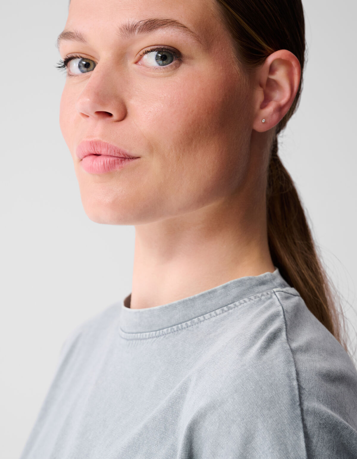 Oversized Washed T-shirt Lichtgrijs SHOEBY WOMEN