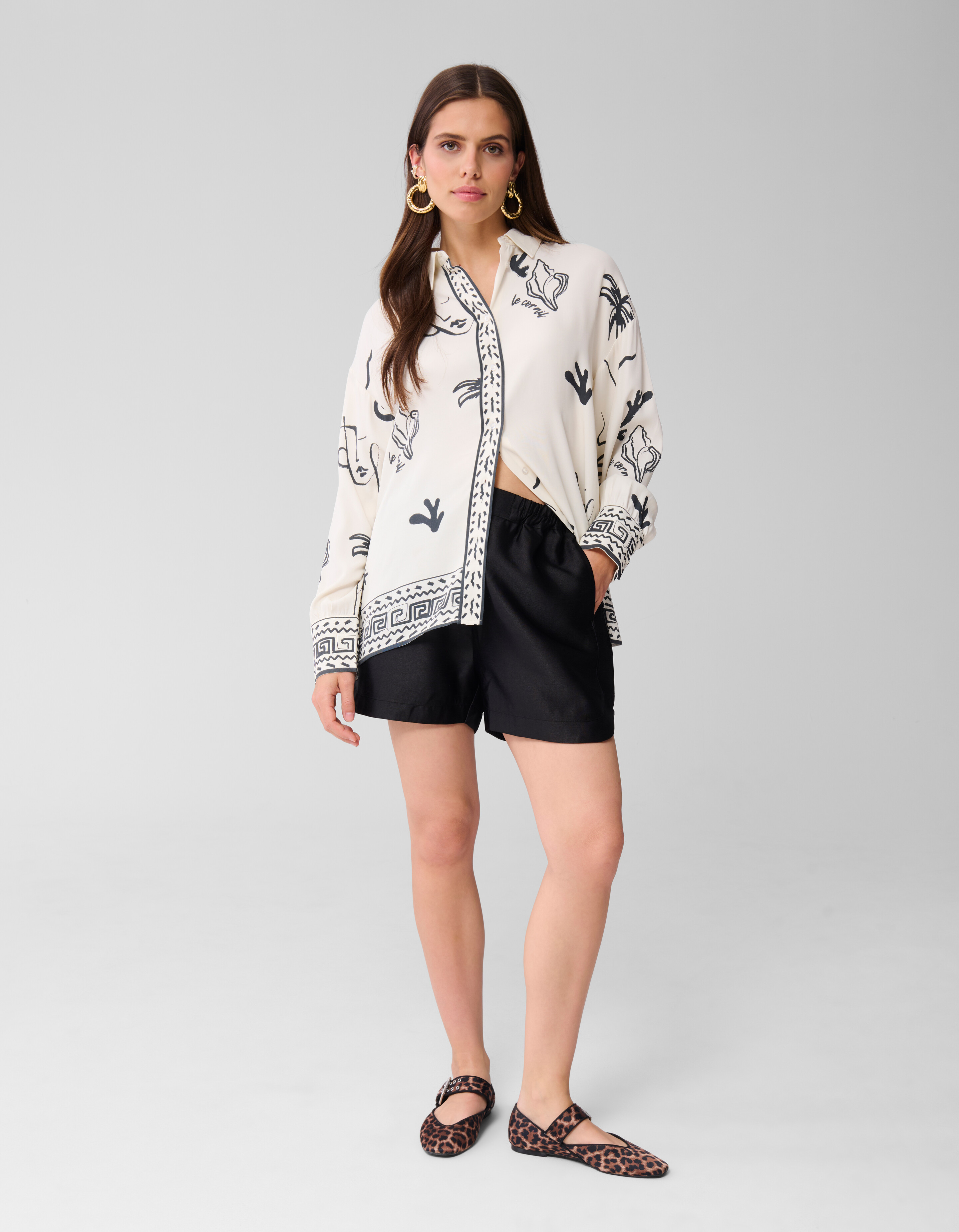 Printed Dessert Blouse Zwart/Wit SHOEBY WOMEN