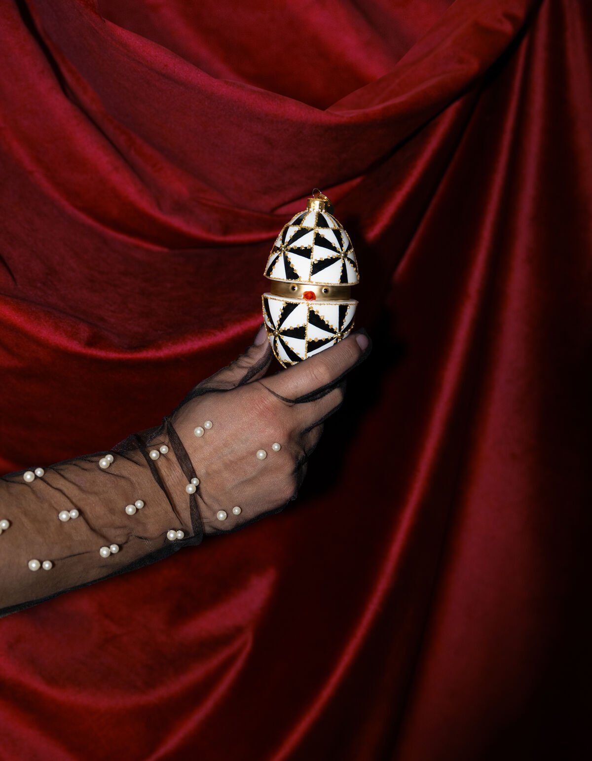 Egg Kerstbal Zwart/Wit By Fred SHOEBY ACCESSOIRES