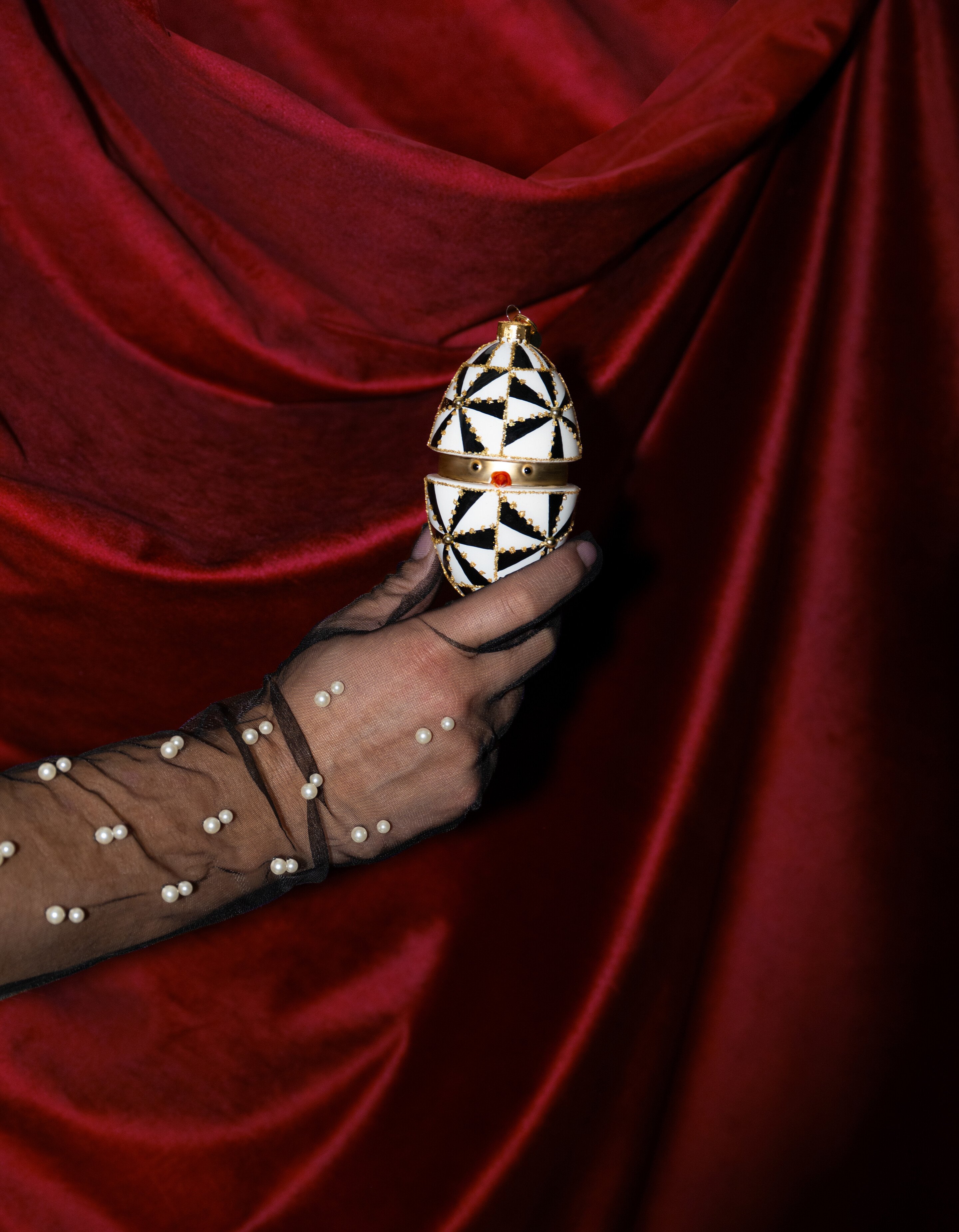 Egg Kerstbal Zwart/Wit By Fred SHOEBY ACCESSOIRES