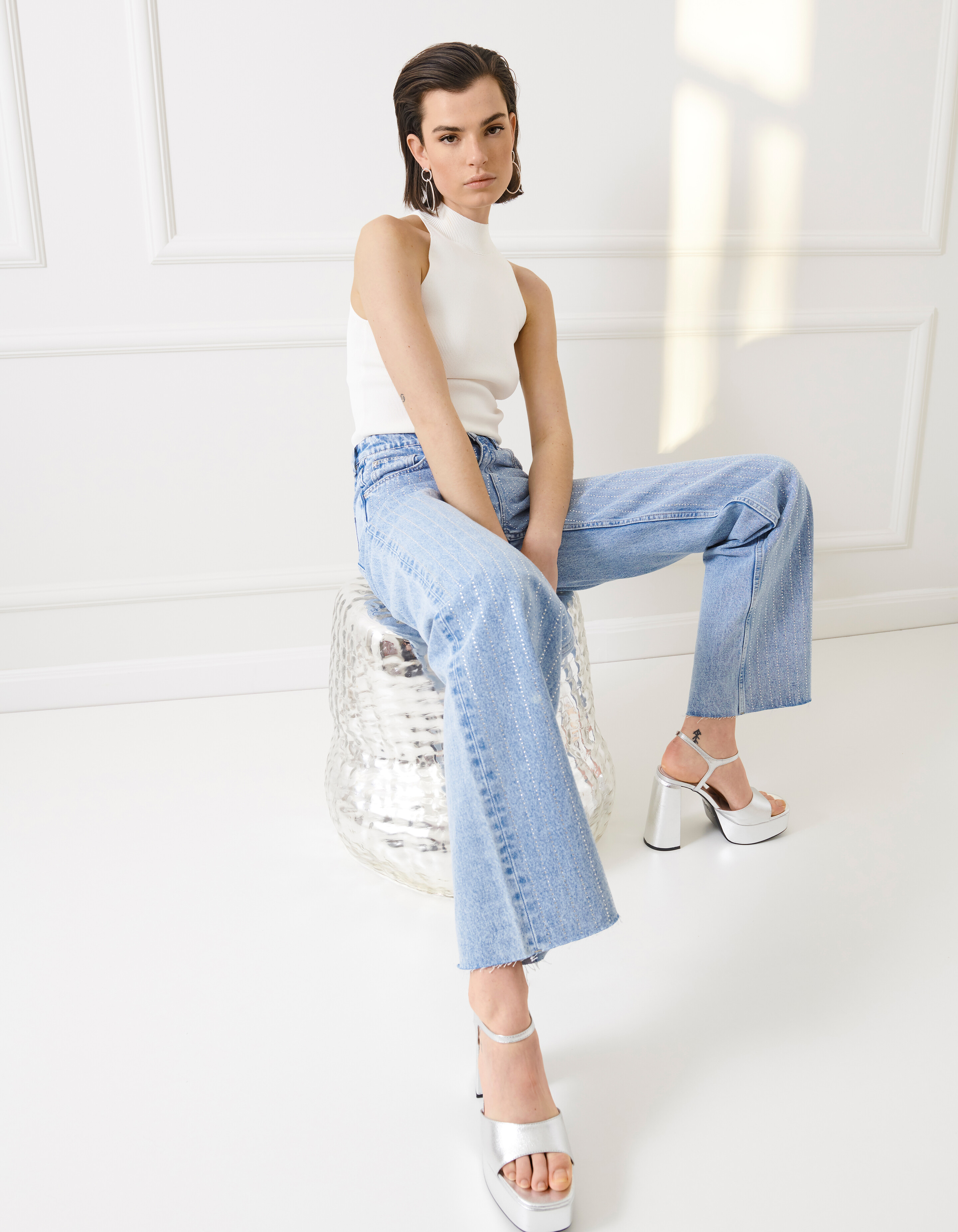 Strass Wide Leg Jeans Mediumstone SHOEBY WOMEN