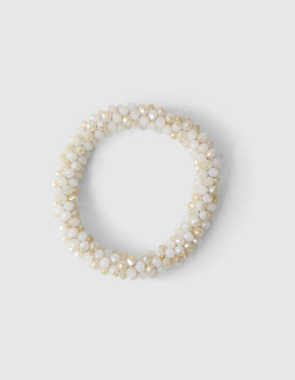 Beaded Haarelastiek Beige SHOEBY ACCESSOIRES