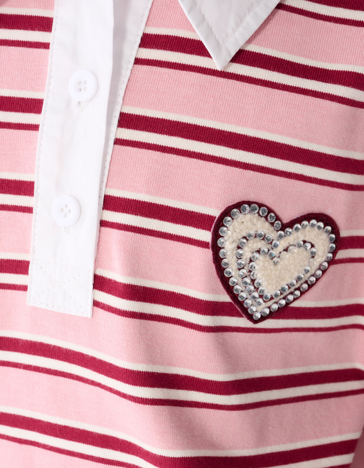 Striped Longsleeve Polo Rood/Roze SHOEBY GIRLS
